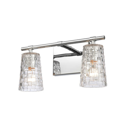Atlas Lighting Lightweave 15in 2-Light Vanity Light | Traditional Polished Nickel and Clear Textured Glass | Bathroom Vanity | Model WL11361-NK