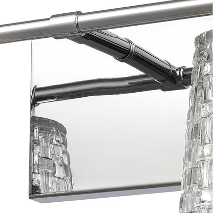 Atlas Lighting Lightweave 15in 2-Light Vanity Light | Traditional Polished Nickel and Clear Textured Glass | Bathroom Vanity | Model WL11361-NK