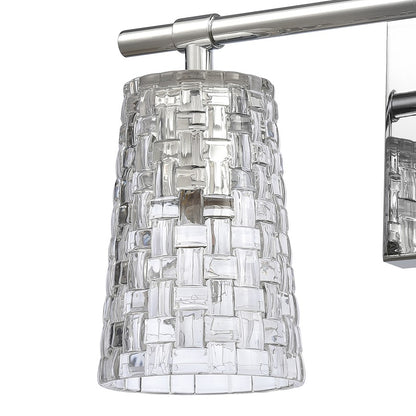 Atlas Lighting Lightweave 15in 2-Light Vanity Light | Traditional Polished Nickel and Clear Textured Glass | Bathroom Vanity | Model WL11361-NK