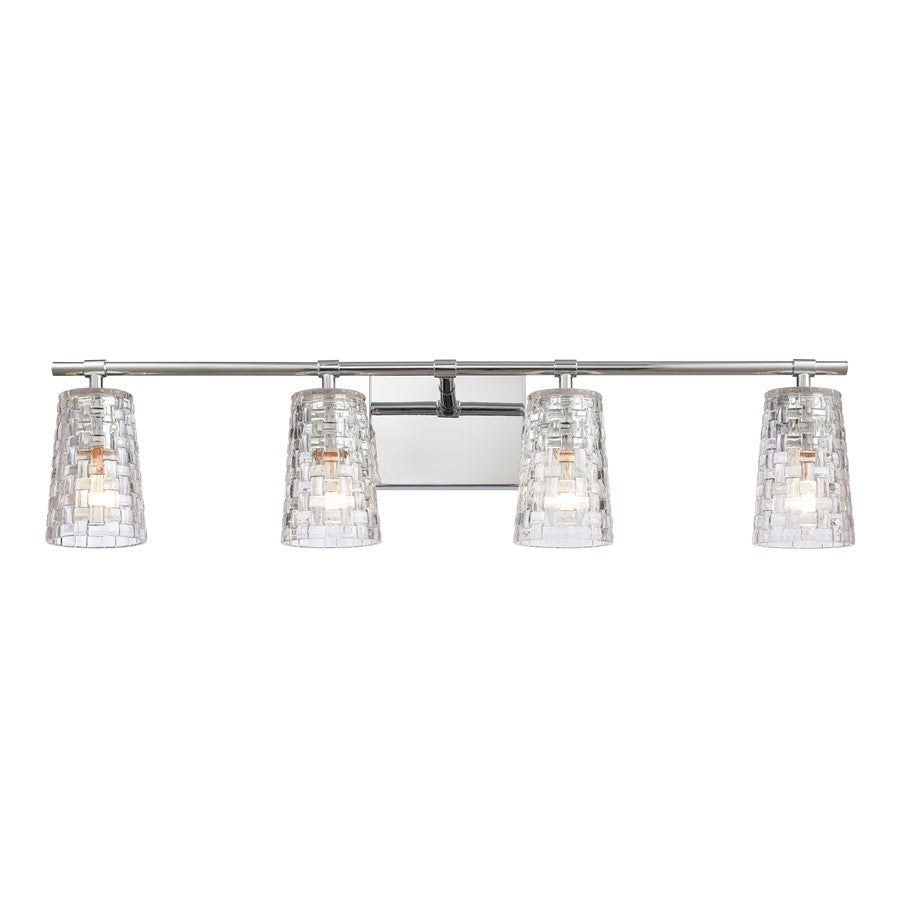 Atlas Lighting Lightweave 32in 4-Light Vanity Light | Traditional Polished Nickel and Clear Textured Glass | Bathroom Vanity | Model WL11362-NK