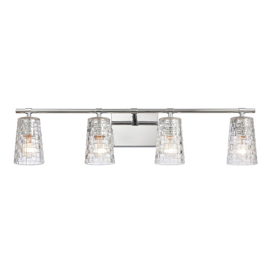 Atlas Lighting Lightweave 32in 4-Light Vanity Light | Traditional Polished Nickel and Clear Textured Glass | Bathroom Vanity | Model WL11362-NK