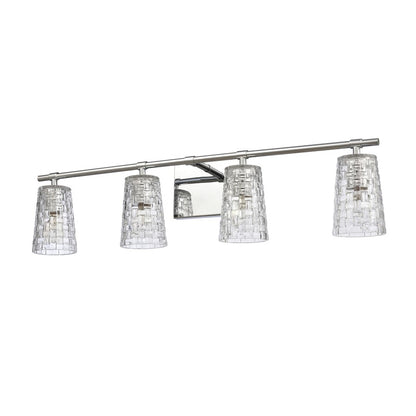 Atlas Lighting Lightweave 32in 4-Light Vanity Light | Traditional Polished Nickel and Clear Textured Glass | Bathroom Vanity | Model WL11362-NK