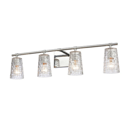 Atlas Lighting Lightweave 32in 4-Light Vanity Light | Traditional Polished Nickel and Clear Textured Glass | Bathroom Vanity | Model WL11362-NK
