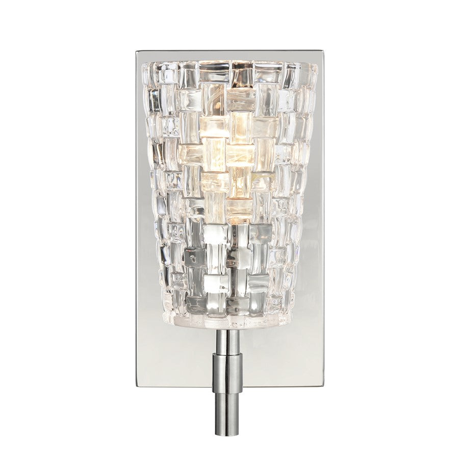 Atlas Lighting Lightweave 4.75in 1-Light Vanity Light | Traditional Polished Nickel and Clear Textured Glass | Bathroom Vanity | Model WL11363-NK