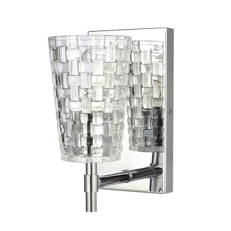 Atlas Lighting Lightweave 4.75in 1-Light Vanity Light | Traditional Polished Nickel and Clear Textured Glass | Bathroom Vanity | Model WL11363-NK
