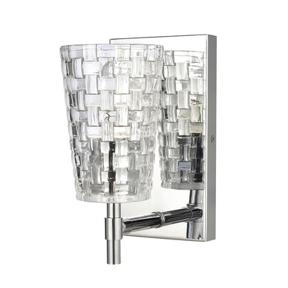 Atlas Lighting Lightweave 4.75in 1-Light Vanity Light | Traditional Polished Nickel and Clear Textured Glass | Bathroom Vanity | Model WL11363-NK