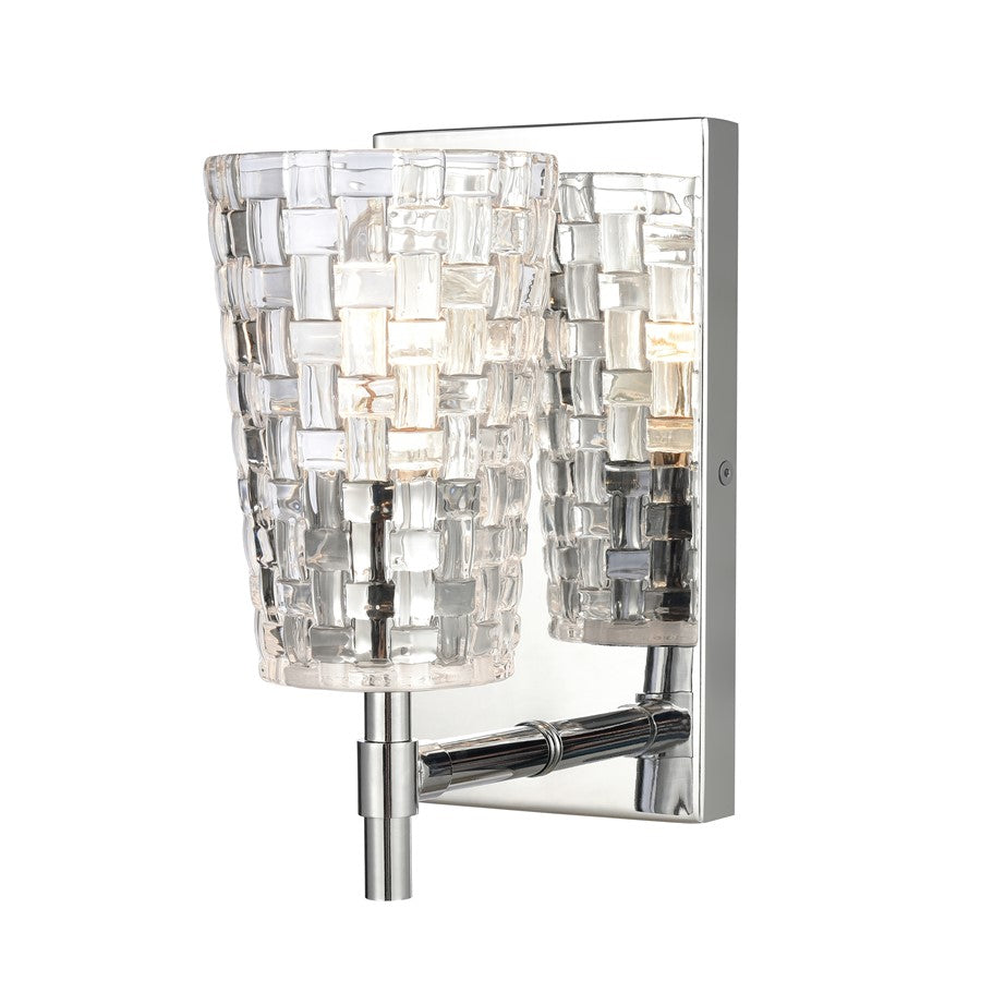 Atlas Lighting Lightweave 4.75in 1-Light Vanity Light | Traditional Polished Nickel and Clear Textured Glass | Bathroom Vanity | Model WL11363-NK