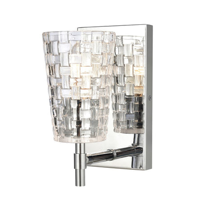 Atlas Lighting Lightweave 4.75in 1-Light Vanity Light | Traditional Polished Nickel and Clear Textured Glass | Bathroom Vanity | Model WL11363-NK