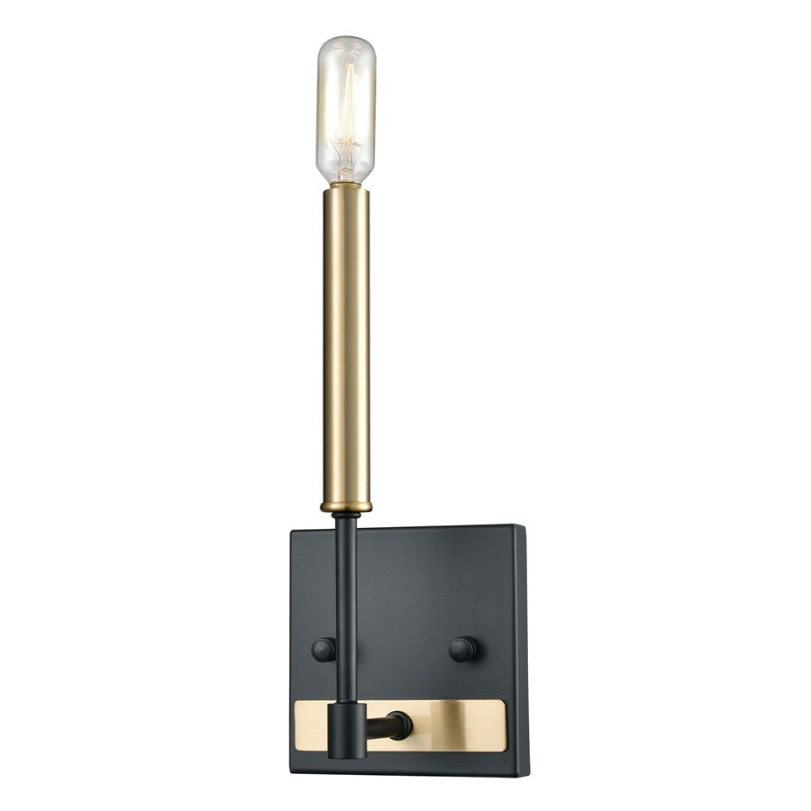 Atlas Lighting Livingston 11in 1-Light Wall Sconce | Transitional Matte Black and Satin Brass | Bathroom & Hallway | 5 x 4 x 11 in | Model WL11364-BK