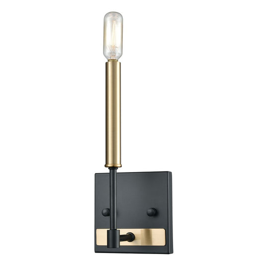 Atlas Lighting Livingston 11in 1-Light Wall Sconce | Transitional Matte Black and Satin Brass | Bathroom & Hallway | 5 x 4 x 11 in | Model WL11364-BK