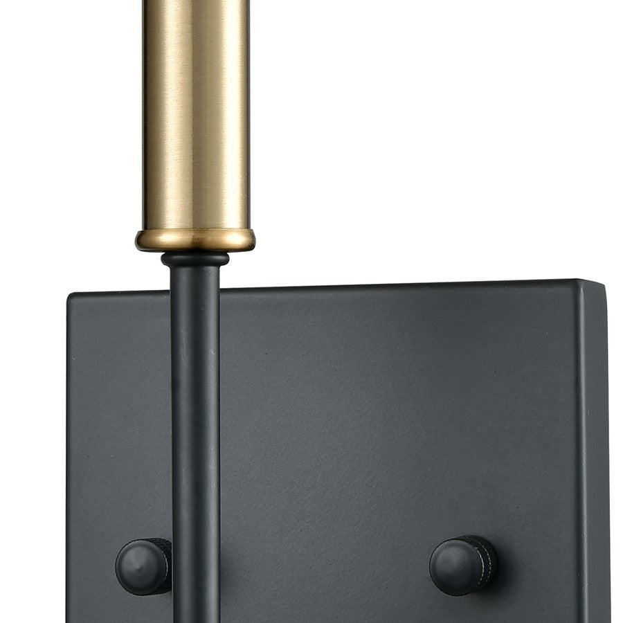 Atlas Lighting Livingston 11in 1-Light Wall Sconce | Transitional Matte Black and Satin Brass | Bathroom & Hallway | 5 x 4 x 11 in | Model WL11364-BK