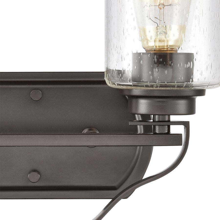 Atlas Lighting Market Square 12in 2-Light Vanity Light | Transitional Oil Rubbed Bronze and Clear Seeded Glass | Bathroom Vanity | Model WL11365-BZ