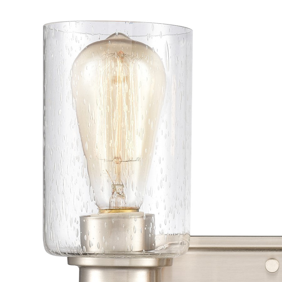 Atlas Lighting Market Square 12in 2-Light Vanity Light | Transitional Brushed Nickel and Clear Seeded Glass | Bathroom Vanity | Model WL11365-NK