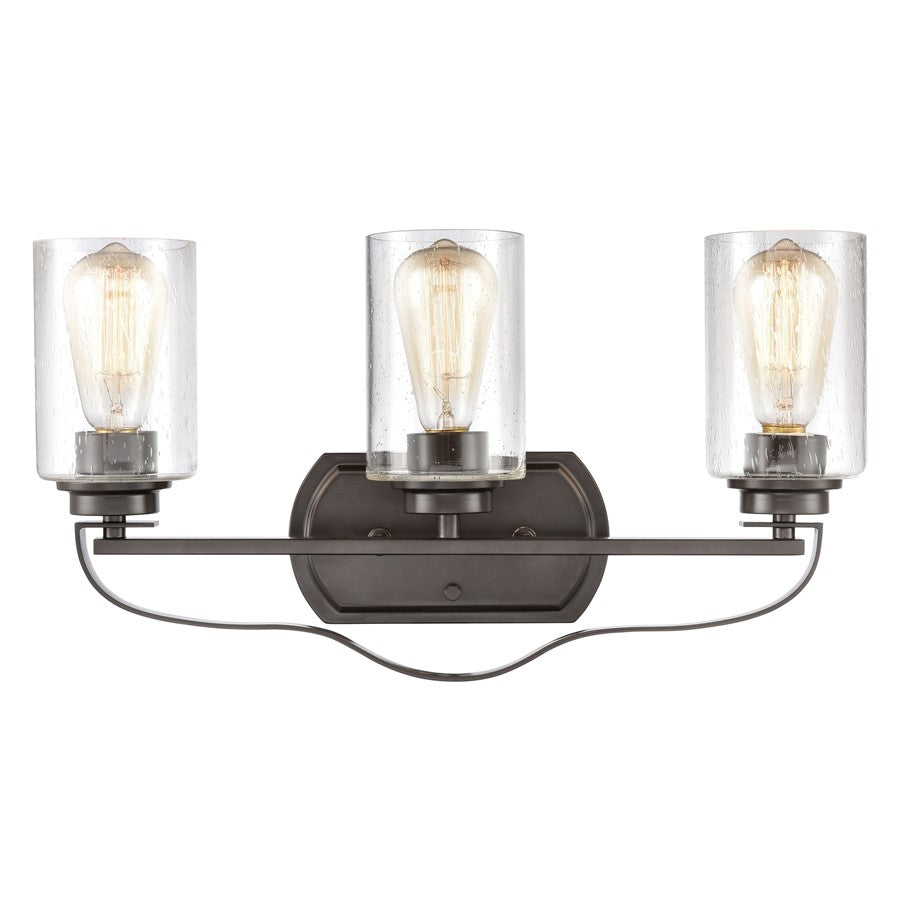 Atlas Lighting Market Square 20in 3-Light Vanity Light | Transitional Oil Rubbed Bronze and Clear Seeded Glass | Bathroom Vanity | Model WL11366-BZ