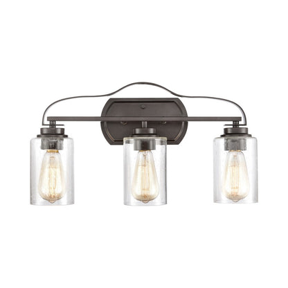 Atlas Lighting Market Square 20in 3-Light Vanity Light | Transitional Oil Rubbed Bronze and Clear Seeded Glass | Bathroom Vanity | Model WL11366-BZ