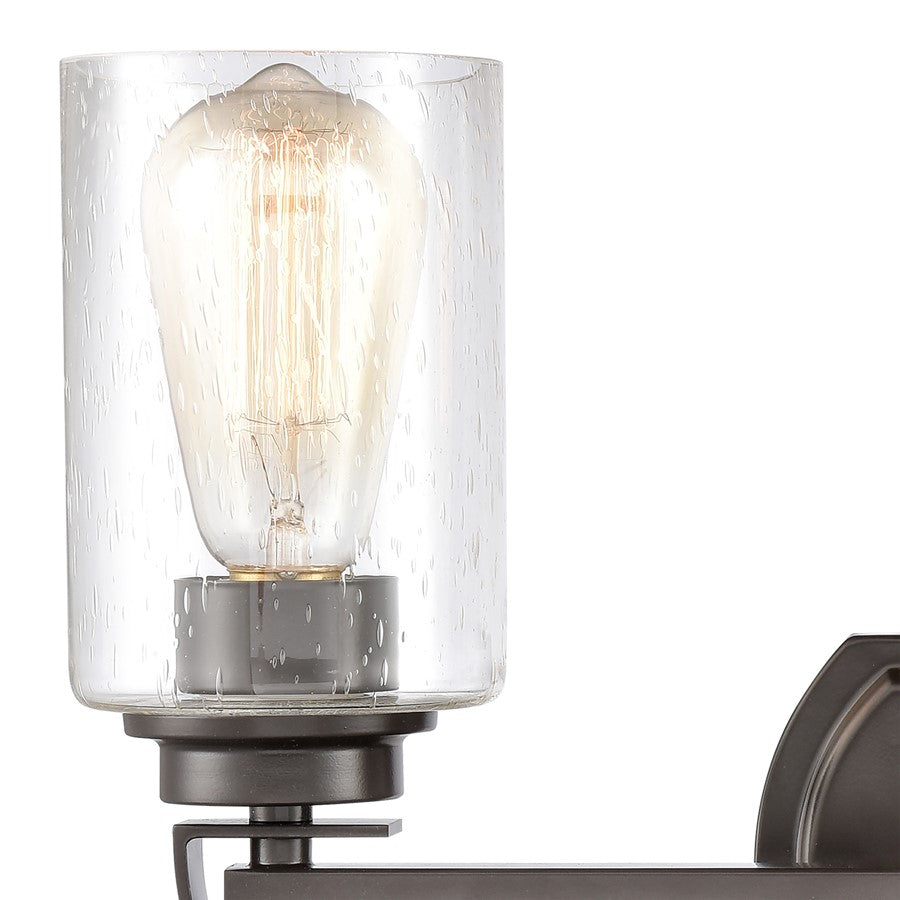 Atlas Lighting Market Square 20in 3-Light Vanity Light | Transitional Oil Rubbed Bronze and Clear Seeded Glass | Bathroom Vanity | Model WL11366-BZ