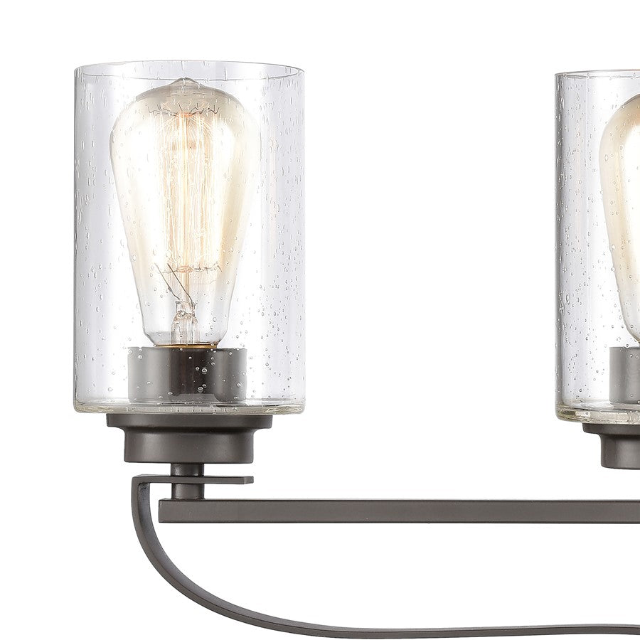 Atlas Lighting Market Square 28in 4-Light Vanity Light | Transitional Oil Rubbed Bronze and Clear Seeded Glass | Bathroom Vanity | Model WL11367-BZ