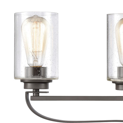 Atlas Lighting Market Square 28in 4-Light Vanity Light | Transitional Oil Rubbed Bronze and Clear Seeded Glass | Bathroom Vanity | Model WL11367-BZ