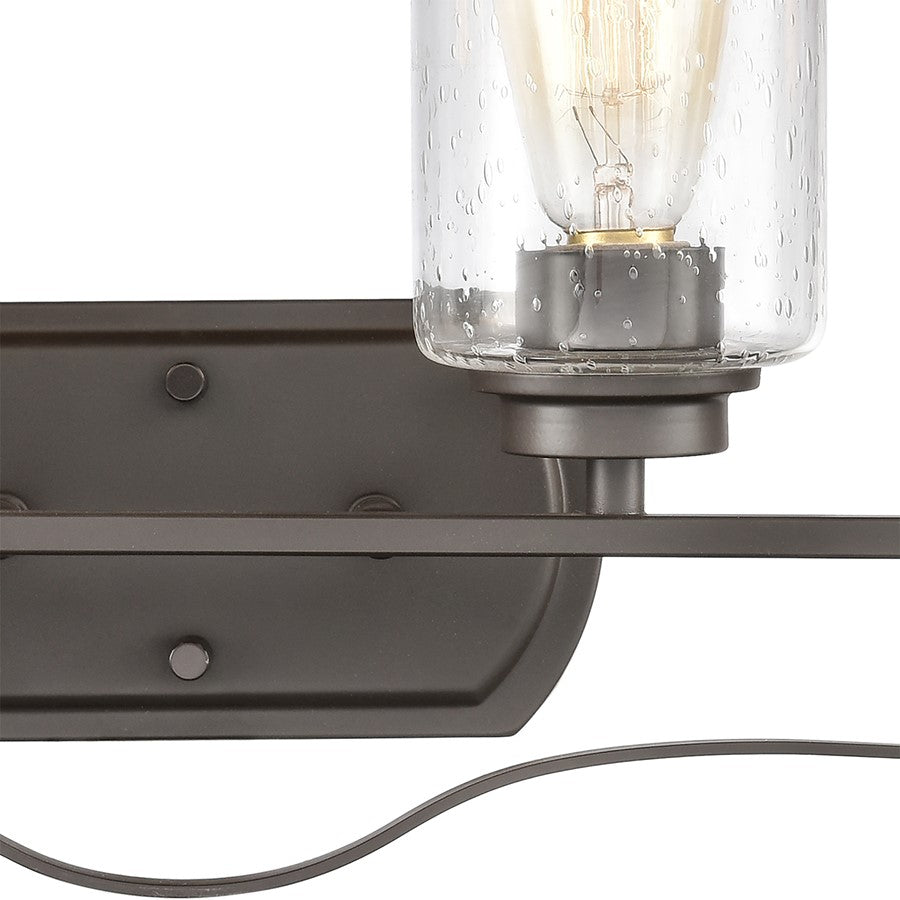 Atlas Lighting Market Square 28in 4-Light Vanity Light | Transitional Oil Rubbed Bronze and Clear Seeded Glass | Bathroom Vanity | Model WL11367-BZ