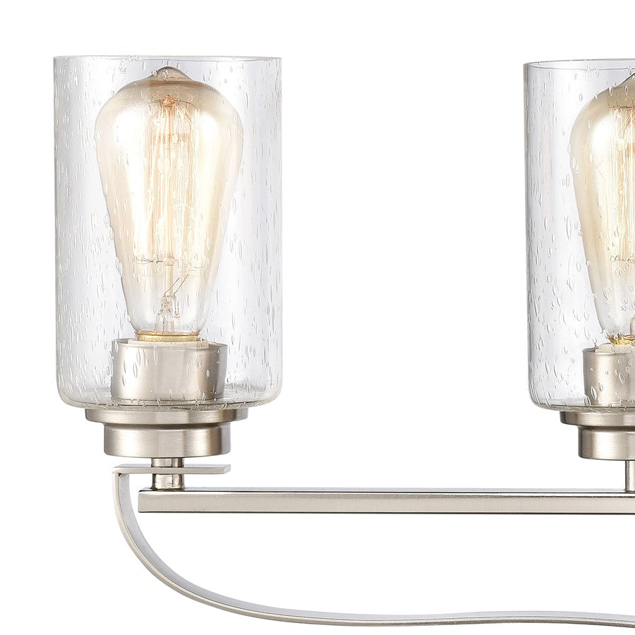 Atlas Lighting Market Square 28in 4-Light Vanity Light | Transitional Brushed Nickel and Clear Seeded Glass | Bathroom Vanity | Model WL11367-NK