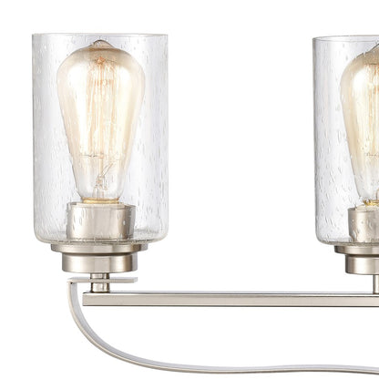 Atlas Lighting Market Square 28in 4-Light Vanity Light | Transitional Brushed Nickel and Clear Seeded Glass | Bathroom Vanity | Model WL11367-NK