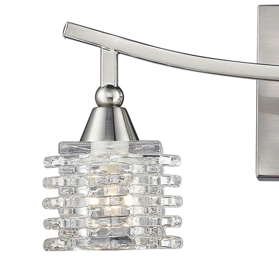 Atlas Lighting Matrix 15in 3-Light Vanity Light | Modern Satin Nickel and Clear Glass | Bathroom Vanity | 15 x 5 x 7 in | Model WL11368-NK