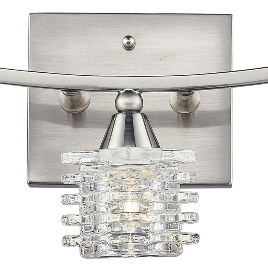 Atlas Lighting Matrix 15in 3-Light Vanity Light | Modern Satin Nickel and Clear Glass | Bathroom Vanity | 15 x 5 x 7 in | Model WL11368-NK