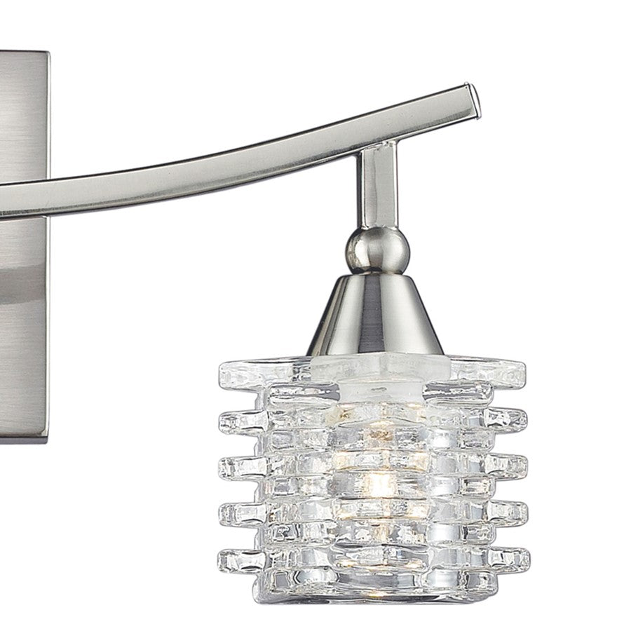 Atlas Lighting Matrix 15in 3-Light Vanity Light | Modern Satin Nickel and Clear Glass | Bathroom Vanity | 15 x 5 x 7 in | Model WL11368-NK
