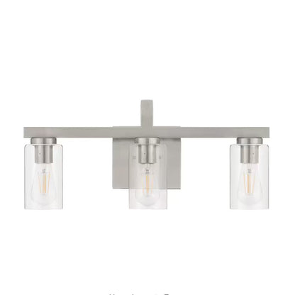 Atlas Lighting Melina 22in 3-Light Vanity Light | Transitional Brushed Nickel and Clear Glass | Bathroom Vanity | 22 x 6.5 x 10 in | Model WL11369-NK