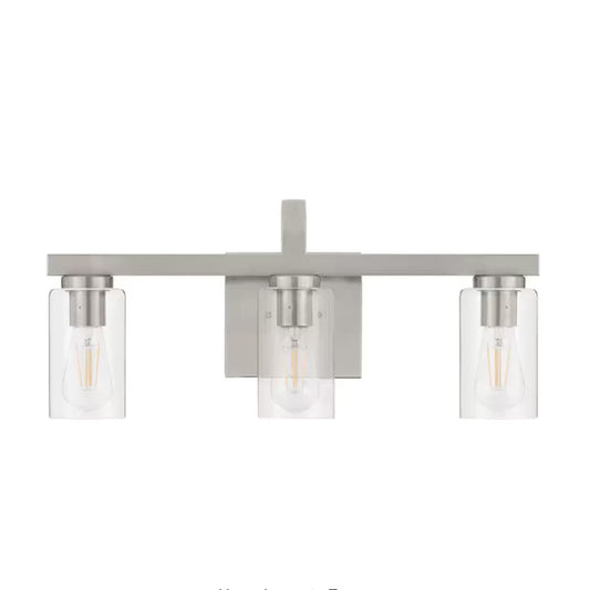 Atlas Lighting Melina 22in 3-Light Vanity Light | Transitional Brushed Nickel and Clear Glass | Bathroom Vanity | 22 x 6.5 x 10 in | Model WL11369-NK