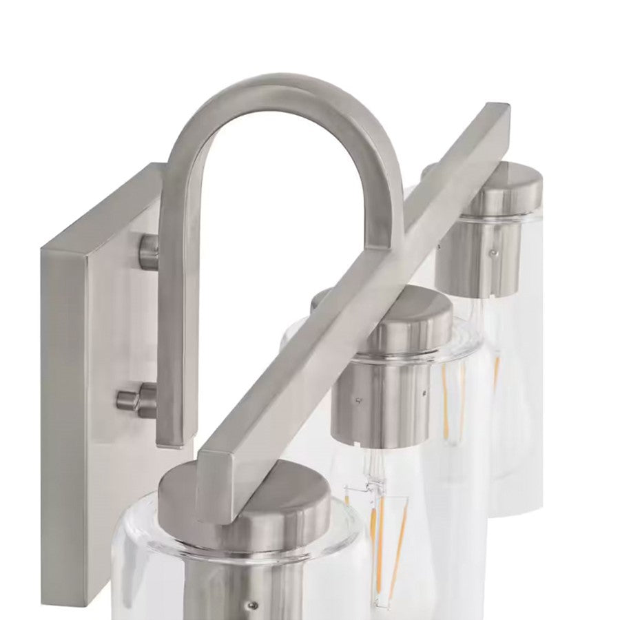 Atlas Lighting Melina 22in 3-Light Vanity Light | Transitional Brushed Nickel and Clear Glass | Bathroom Vanity | 22 x 6.5 x 10 in | Model WL11369-NK