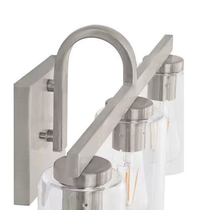 Atlas Lighting Melina 22in 3-Light Vanity Light | Transitional Brushed Nickel and Clear Glass | Bathroom Vanity | 22 x 6.5 x 10 in | Model WL11369-NK