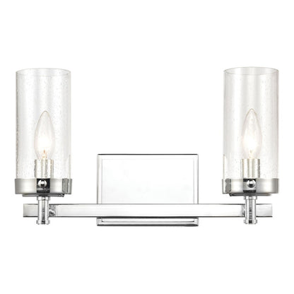 Atlas Lighting Melinda 15in 2-Light Vanity Light | Transitional Polished Chrome and Clear Seeded Glass | Bathroom Vanity | Model WL11371-CH