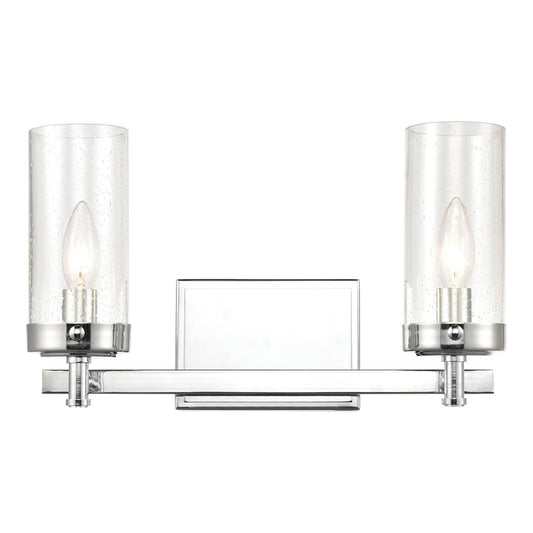 Atlas Lighting Melinda 15in 2-Light Vanity Light | Transitional Polished Chrome and Clear Seeded Glass | Bathroom Vanity | Model WL11371-CH