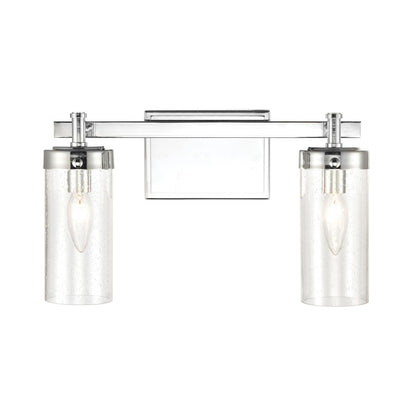Atlas Lighting Melinda 15in 2-Light Vanity Light | Transitional Polished Chrome and Clear Seeded Glass | Bathroom Vanity | Model WL11371-CH
