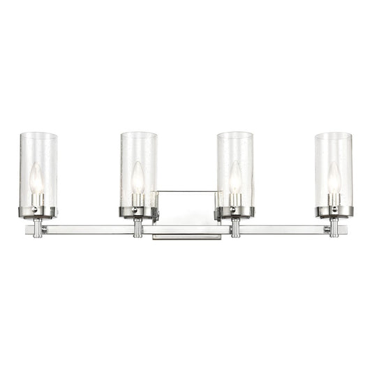 Atlas Lighting Melinda 29in 4-Light Vanity Light | Transitional Polished Chrome and Clear Seeded Glass | Bathroom Vanity | Model WL11372-CH