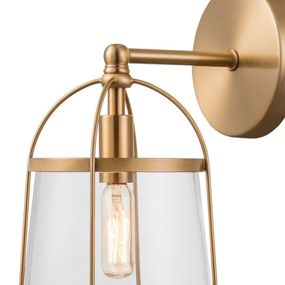 Atlas Lighting Merrick 10in 1-Light Vanity Light | Transitional Satin Brass and Clear Glass | Bathroom Vanity | 7 x 8 x 10 in | Model WL11373-BS