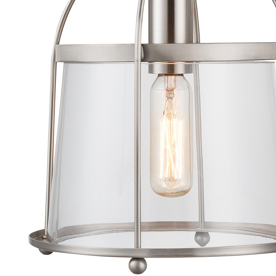 Atlas Lighting Merrick 10in 1-Light Sconce | Transitional Satin Nickel and Clear Glass | Bathroom Vanity | 7 x 8 x 10 in | Model WL11373-NK