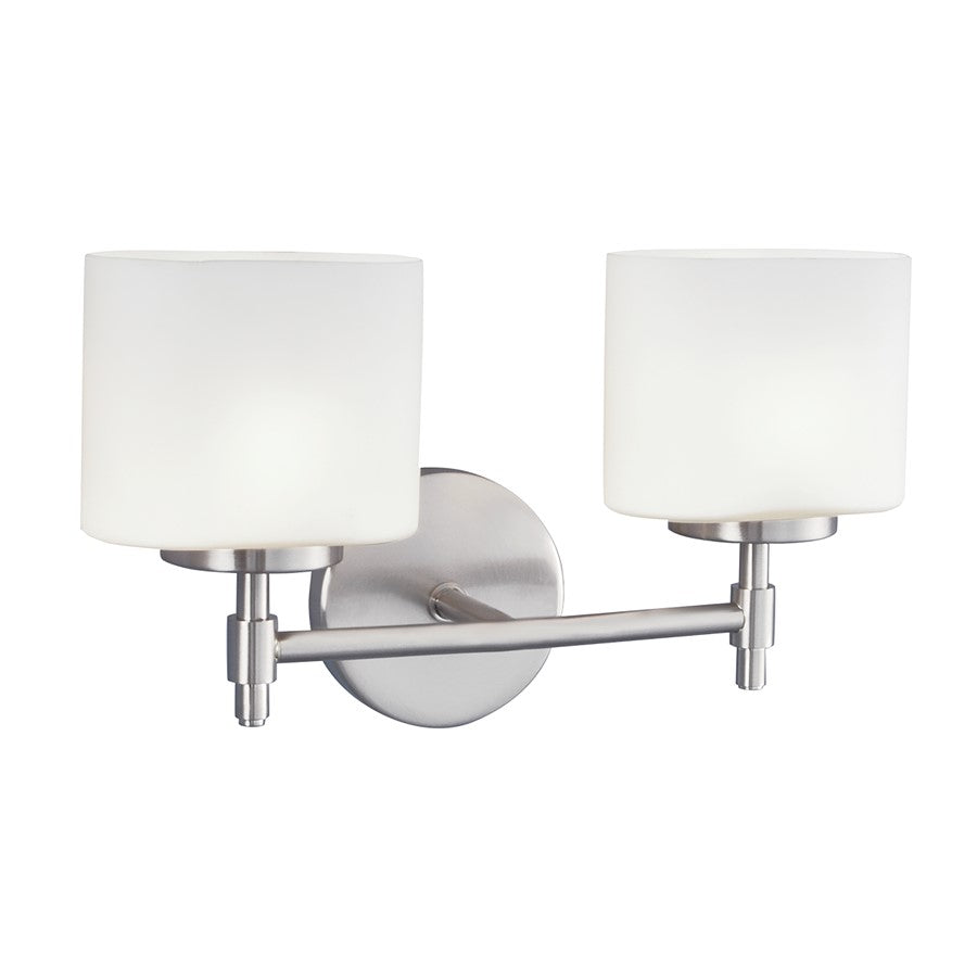 Atlas Lighting Moderne 14in 2-Light Vanity Light | Transitional Chrome and White Glass | Bathroom Vanity | 14 x 5 x 4 in | Model WL11375-CH