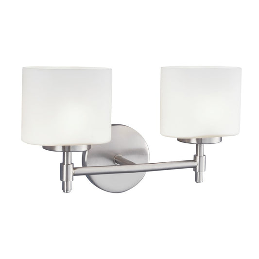 Atlas Lighting Moderne 14in 2-Light Vanity Light | Transitional Chrome and White Glass | Bathroom Vanity | 14 x 5 x 4 in | Model WL11375-CH