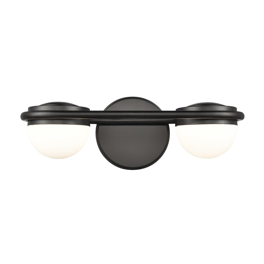 Atlas Lighting Nelly 14in 2-Light Vanity Light | Art Deco Matte Black and White Etched Glass | Bathroom Vanity | 14 x 6 x 5 in | Model WL11376-BK