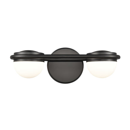 Atlas Lighting Nelly 14in 2-Light Vanity Light | Art Deco Matte Black and White Etched Glass | Bathroom Vanity | 14 x 6 x 5 in | Model WL11376-BK