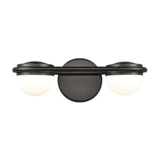 Atlas Lighting Nelly 14in 2-Light Vanity Light | Art Deco Matte Black and White Etched Glass | Bathroom Vanity | 14 x 6 x 5 in | Model WL11376-BK