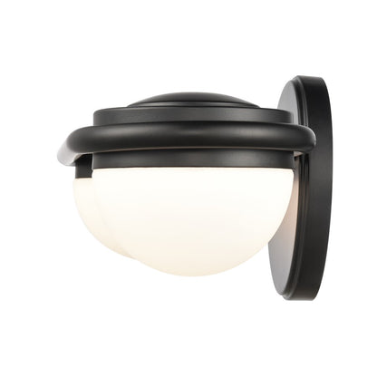 Atlas Lighting Nelly 14in 2-Light Vanity Light | Art Deco Matte Black and White Etched Glass | Bathroom Vanity | 14 x 6 x 5 in | Model WL11376-BK