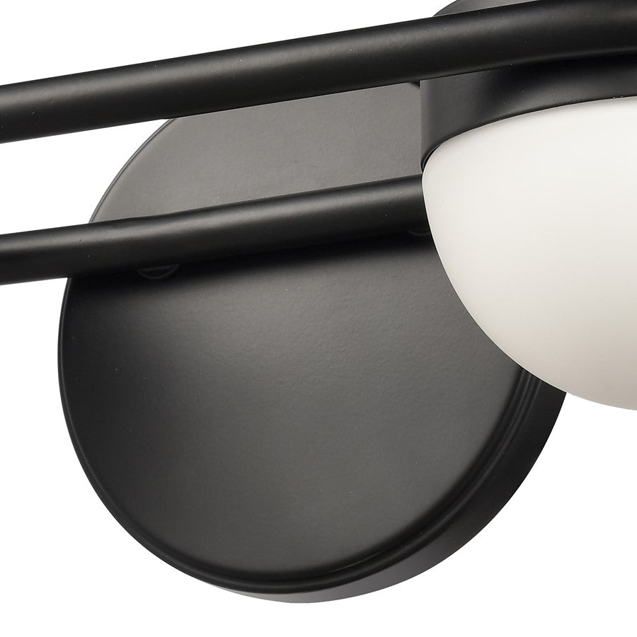 Atlas Lighting Nelly 14in 2-Light Vanity Light | Art Deco Matte Black and White Etched Glass | Bathroom Vanity | 14 x 6 x 5 in | Model WL11376-BK