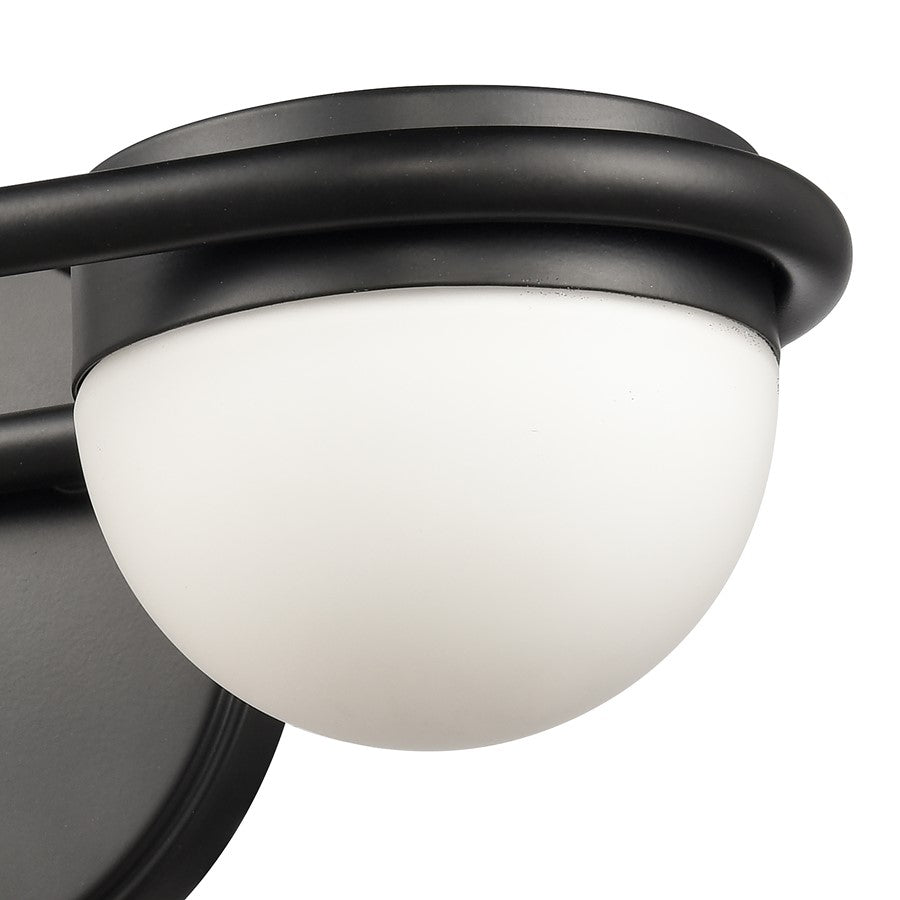Atlas Lighting Nelly 14in 2-Light Vanity Light | Art Deco Matte Black and White Etched Glass | Bathroom Vanity | 14 x 6 x 5 in | Model WL11376-BK