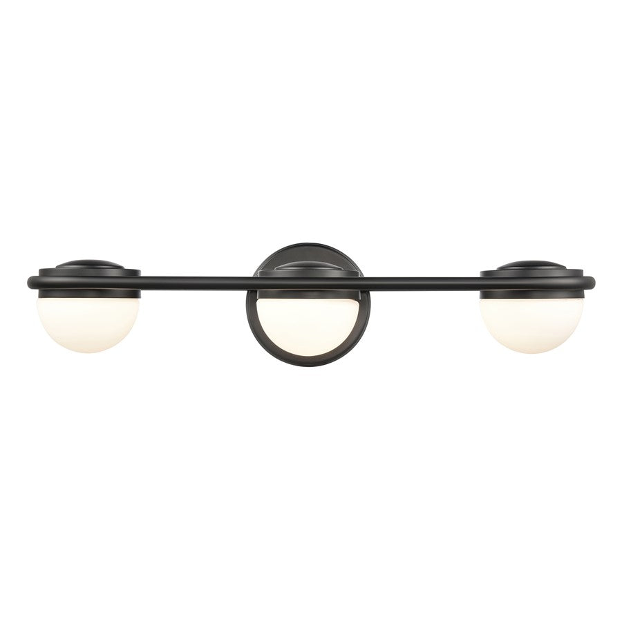 Atlas Lighting Nelly 22in 3-Light Vanity Light | Art Deco Matte Black and White Etched Glass | Bathroom Vanity | 22 x 6 x 5 in | Model WL11377-BK