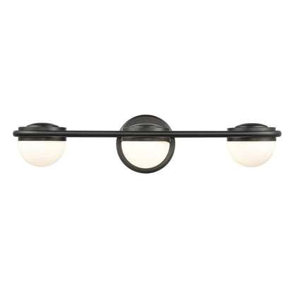 Atlas Lighting Nelly 22in 3-Light Vanity Light | Art Deco Matte Black and White Etched Glass | Bathroom Vanity | 22 x 6 x 5 in | Model WL11377-BK