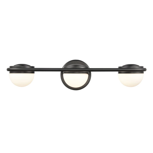 Atlas Lighting Nelly 22in 3-Light Vanity Light | Art Deco Matte Black and White Etched Glass | Bathroom Vanity | 22 x 6 x 5 in | Model WL11377-BK