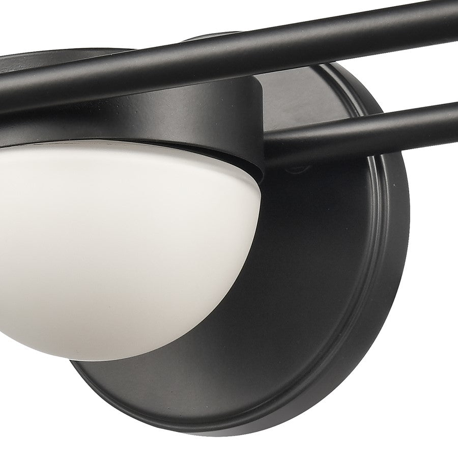 Atlas Lighting Nelly 22in 3-Light Vanity Light | Art Deco Matte Black and White Etched Glass | Bathroom Vanity | 22 x 6 x 5 in | Model WL11377-BK